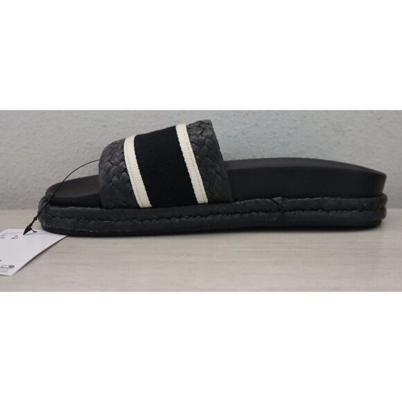 H&M 1215225-001 Women's Sz 6 Black Braided Foot Strap Espadrille Slide Sandals - Picture 4 of 9